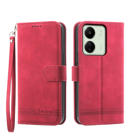 For Xiaomi Redmi 13C Dierfeng Dream Line TPU + PU Leather Phone Case(Red) by buy2fix