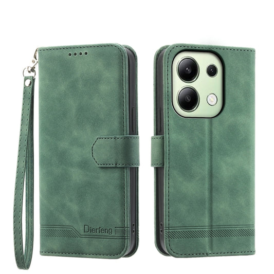For Xiaomi Redmi Note13 4G Dierfeng Dream Line TPU + PU Leather Phone Case(Green) - Xiaomi Cases by buy2fix | Online Shopping UK | buy2fix