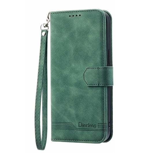 For Xiaomi Redmi Note13 4G Dierfeng Dream Line TPU + PU Leather Phone Case(Green) - Xiaomi Cases by buy2fix | Online Shopping UK | buy2fix