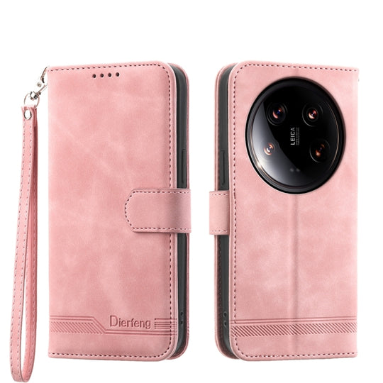 For Xiaomi 14 Ultra Dierfeng Dream Line TPU + PU Leather Phone Case(Pink)