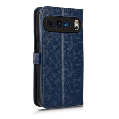 For Google Pixel 9 Pro Honeycomb Dot Texture Leather Phone Case(Blue) by buy2fix