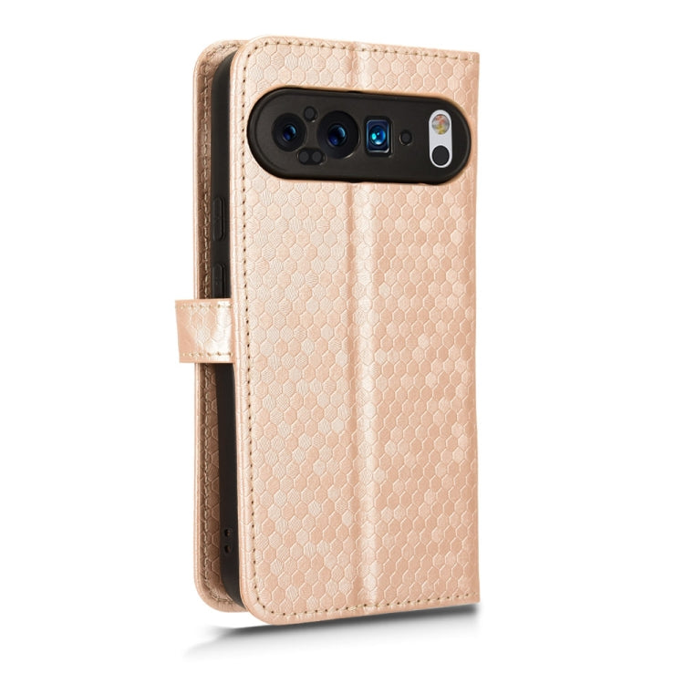 For Google Pixel 9 Honeycomb Dot Texture Leather Phone Case(Gold) by buy2fix