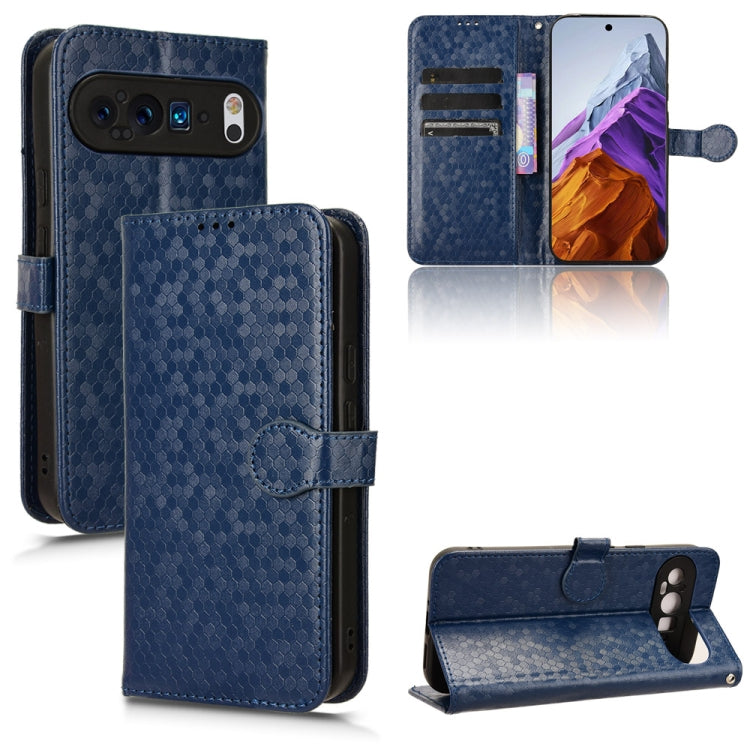For Google Pixel 9 Honeycomb Dot Texture Leather Phone Case(Blue) by buy2fix