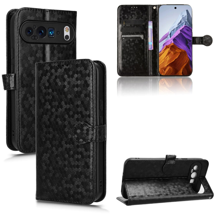 For Google Pixel 9 Pro XL Honeycomb Dot Texture Leather Phone Case(Black) by buy2fix