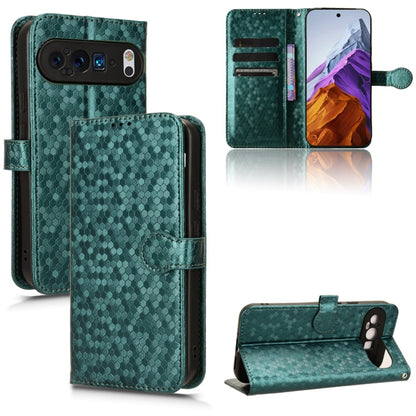 For Google Pixel 9 Pro XL Honeycomb Dot Texture Leather Phone Case(Green) by buy2fix