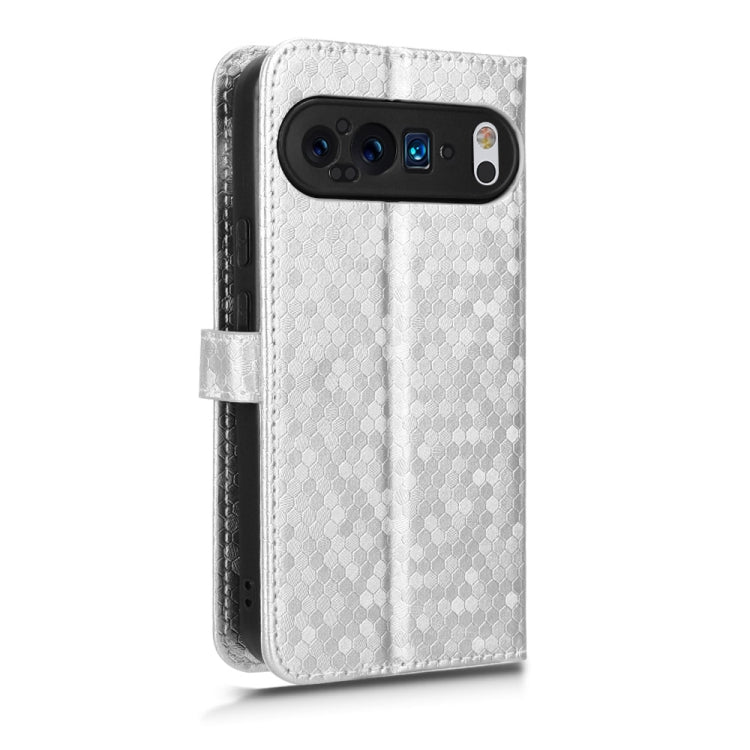 For Google Pixel 9 Pro XL Honeycomb Dot Texture Leather Phone Case(Silver) by buy2fix