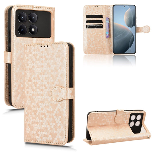 For Xiaomi Redmi K70 5G / K70 Pro 5G Honeycomb Dot Texture Leather Phone Case(Gold) - Xiaomi Cases by buy2fix | Online Shopping UK | buy2fix