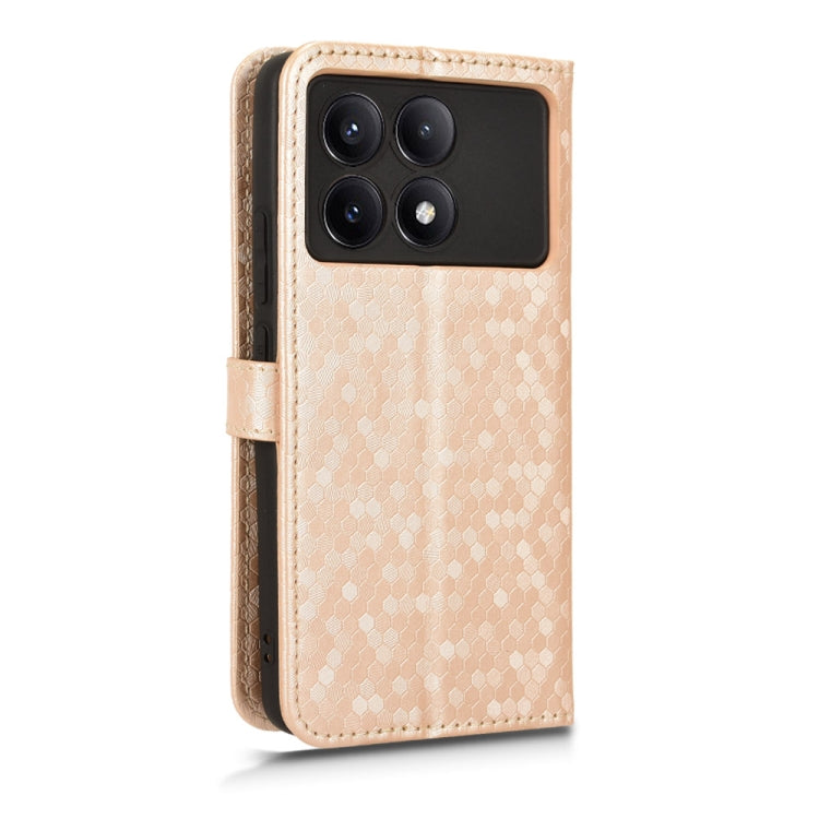 For Xiaomi Redmi K70 5G / K70 Pro 5G Honeycomb Dot Texture Leather Phone Case(Gold) - Xiaomi Cases by buy2fix | Online Shopping UK | buy2fix