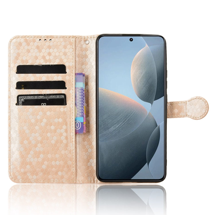 For Xiaomi Redmi K70 5G / K70 Pro 5G Honeycomb Dot Texture Leather Phone Case(Gold) - Xiaomi Cases by buy2fix | Online Shopping UK | buy2fix