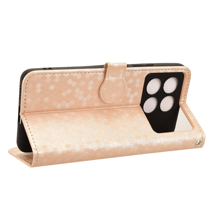 For Xiaomi Redmi K70 5G / K70 Pro 5G Honeycomb Dot Texture Leather Phone Case(Gold) - Xiaomi Cases by buy2fix | Online Shopping UK | buy2fix