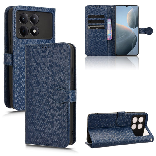 For Xiaomi Redmi K70 5G / K70 Pro 5G Honeycomb Dot Texture Leather Phone Case(Blue) - Xiaomi Cases by buy2fix | Online Shopping UK | buy2fix