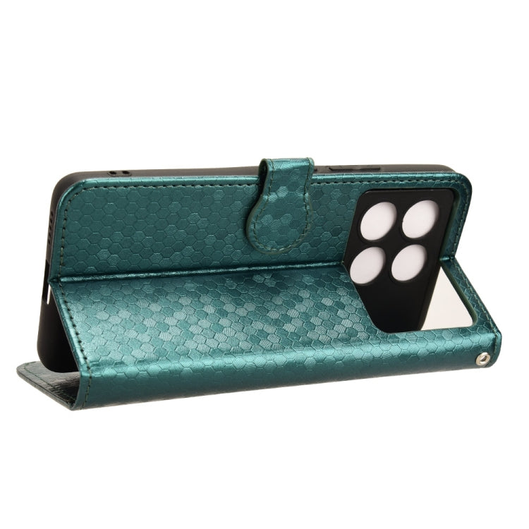 For Xiaomi Redmi K70 5G / K70 Pro 5G Honeycomb Dot Texture Leather Phone Case(Green) - Xiaomi Cases by buy2fix | Online Shopping UK | buy2fix