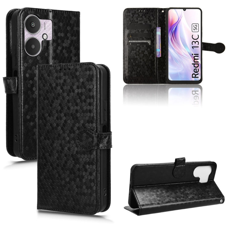 For Xiaomi Redmi 13C 5G / 4G Honeycomb Dot Texture Leather Phone Case(Black) by buy2fix