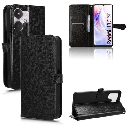For Xiaomi Redmi 13C 5G / 4G Honeycomb Dot Texture Leather Phone Case(Black) by buy2fix