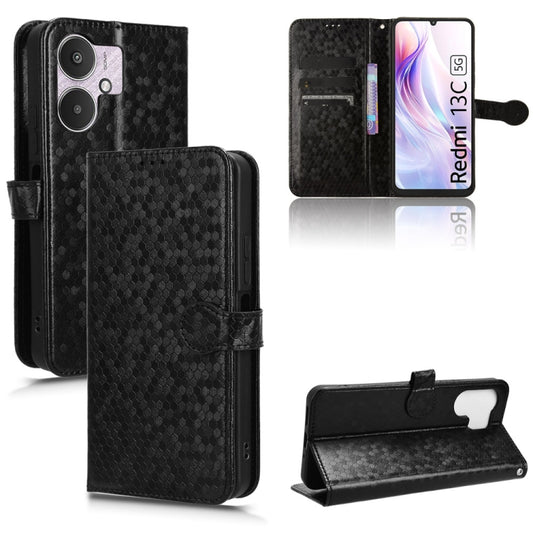 For Xiaomi Redmi 13C 5G / 4G Honeycomb Dot Texture Leather Phone Case(Black) by buy2fix