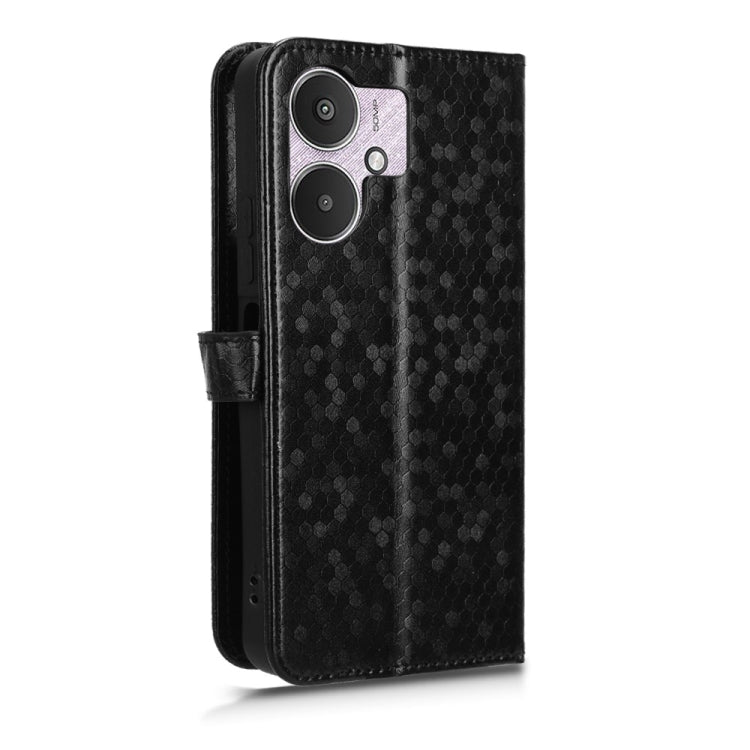 For Xiaomi Redmi 13C 5G / 4G Honeycomb Dot Texture Leather Phone Case(Black) by buy2fix