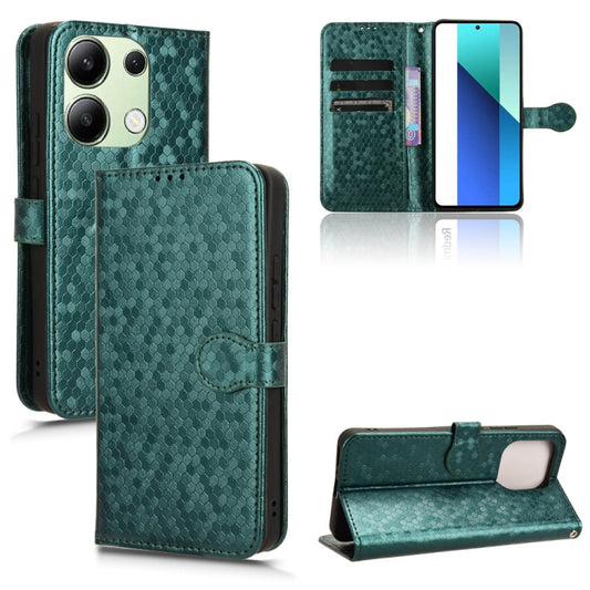 For Xiaomi Redmi Note 13 4G Honeycomb Dot Texture Leather Phone Case(Green) - Xiaomi Cases by buy2fix | Online Shopping UK | buy2fix