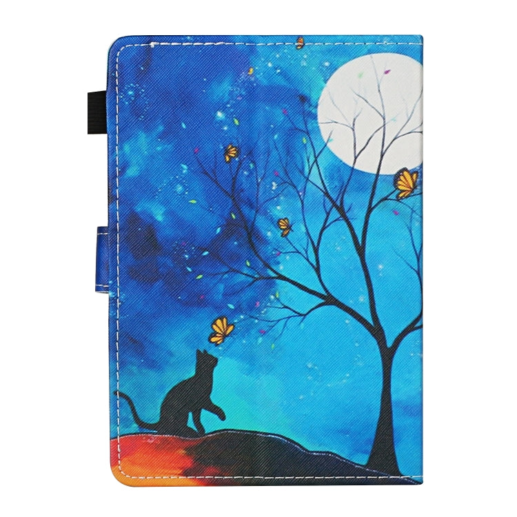 For 7 inch Universal Tablet PC Colored Drawing Pattern Horizontal Flip Leather Case with Holder & Card Slots(Moonlight Cat) - 7 inch by buy2fix | Online Shopping UK | buy2fix