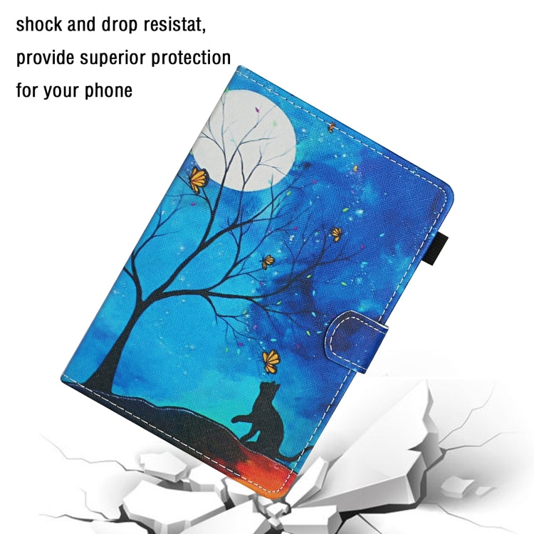 For 7 inch Universal Tablet PC Colored Drawing Pattern Horizontal Flip Leather Case with Holder & Card Slots(Moonlight Cat) - 7 inch by buy2fix | Online Shopping UK | buy2fix