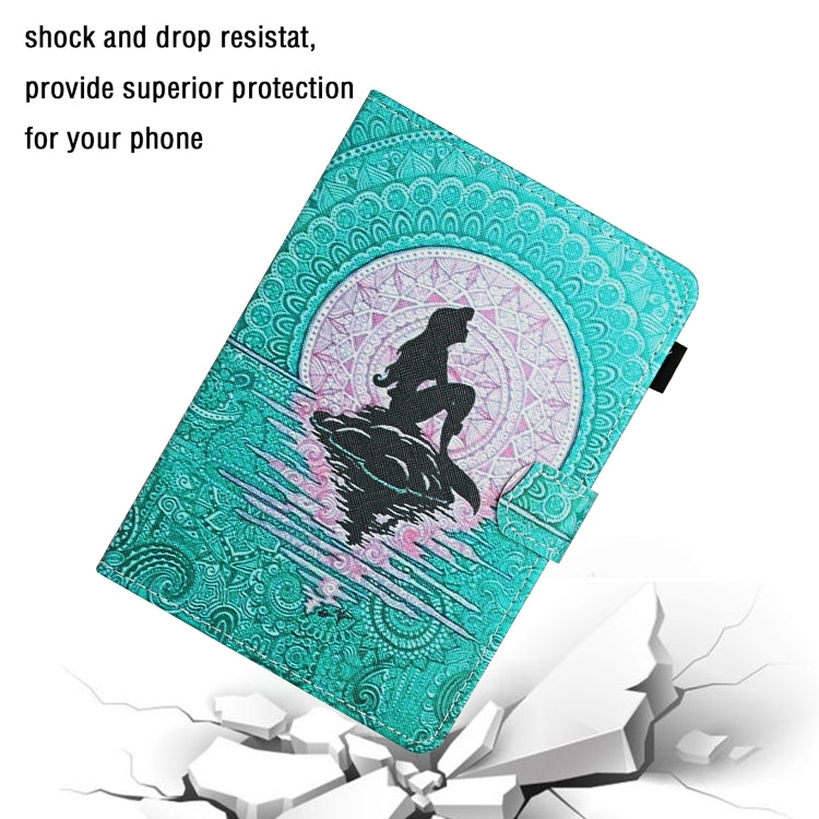 For 10 inch Universal Tablet PC Colored Drawing Pattern Horizontal Flip Leather Case with Holder & Card Slots(Mermaid) - 10 - 11 inch by buy2fix | Online Shopping UK | buy2fix