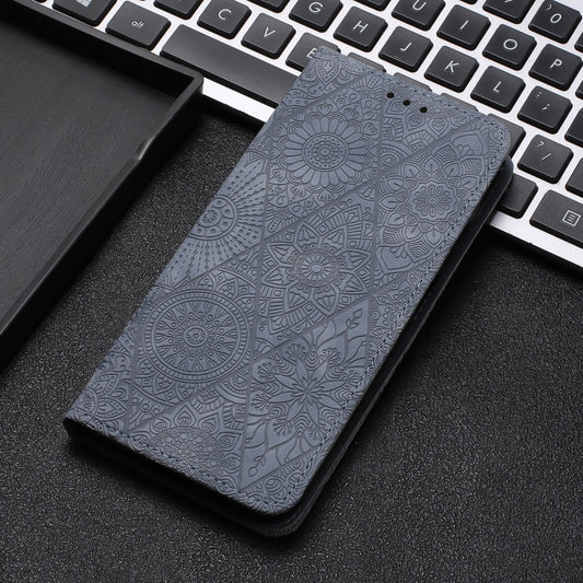 For Xiaomi Redmi Note 13 Pro 5G Ethnic Embossed Adsorption Leather Phone Case(Grey) - Xiaomi Cases by buy2fix | Online Shopping UK | buy2fix