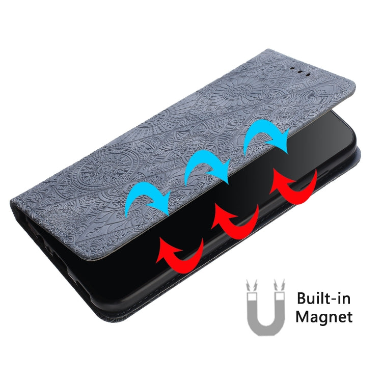 For Xiaomi Redmi Note 13 Pro 5G Ethnic Embossed Adsorption Leather Phone Case(Grey) - Xiaomi Cases by buy2fix | Online Shopping UK | buy2fix
