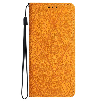 For Xiaomi Redmi Note 13 5G Ethnic Embossed Adsorption Leather Phone Case(Yellow) - Xiaomi Cases by buy2fix | Online Shopping UK | buy2fix