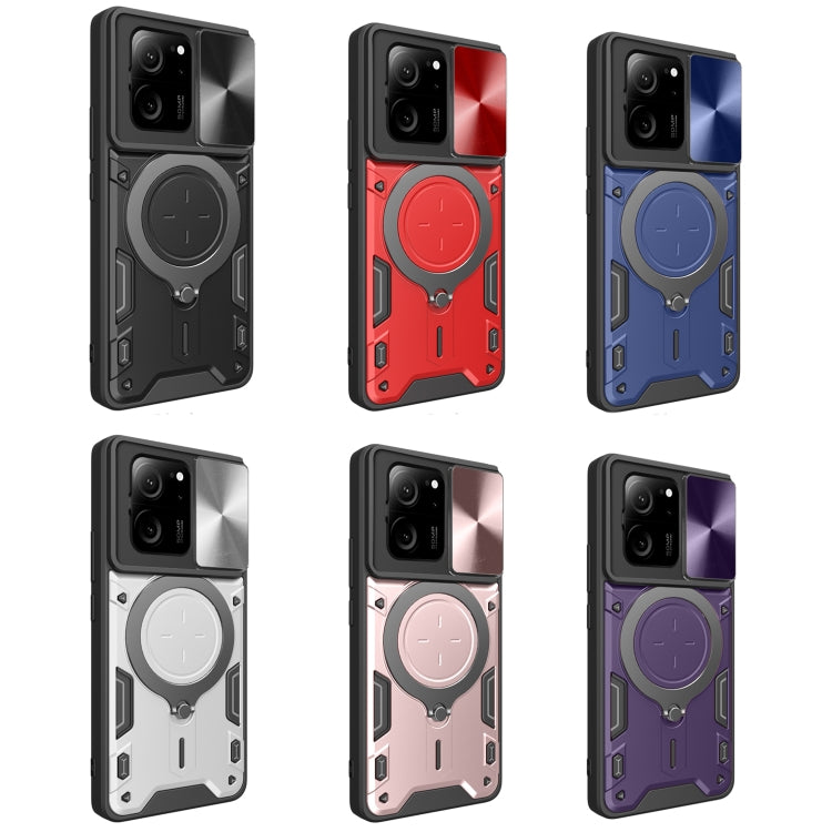 For Xiaomi 13T / Redmi K60 Ultra CD Texture Sliding Camshield Magnetic Holder Phone Case(Silver) - Xiaomi Cases by buy2fix | Online Shopping UK | buy2fix