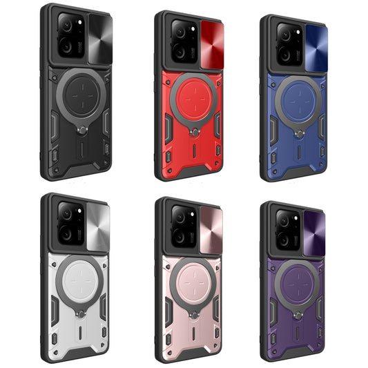 For Xiaomi 13T / Redmi K60 Ultra CD Texture Sliding Camshield Magnetic Holder Phone Case(Silver) - Xiaomi Cases by buy2fix | Online Shopping UK | buy2fix