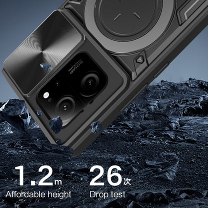 For Xiaomi 13T / Redmi K60 Ultra CD Texture Sliding Camshield Magnetic Holder Phone Case(Silver) - Xiaomi Cases by buy2fix | Online Shopping UK | buy2fix