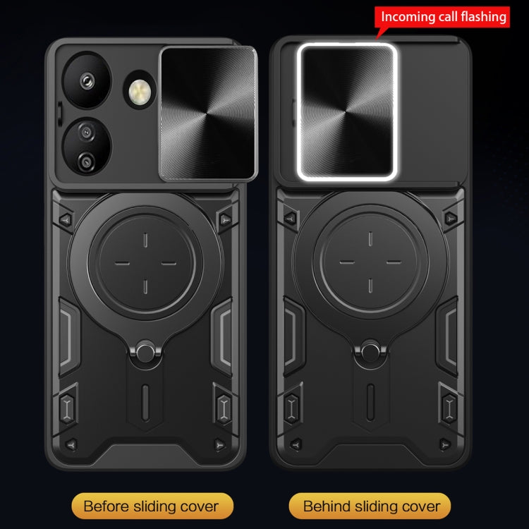 For Xiaomi Redmi 13C 4G CD Texture Sliding Camshield Magnetic Holder Phone Case(Black) by buy2fix