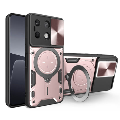 For Xiaomi Redmi Note 13 5G CD Texture Sliding Camshield Magnetic Holder Phone Case(Pink) - Xiaomi Cases by buy2fix | Online Shopping UK | buy2fix