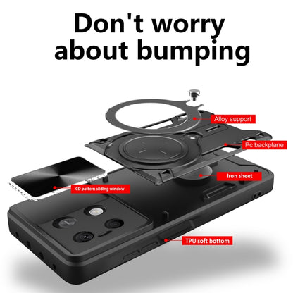 For Xiaomi Redmi Note 13 5G CD Texture Sliding Camshield Magnetic Holder Phone Case(Red) - Xiaomi Cases by buy2fix | Online Shopping UK | buy2fix