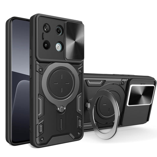 For Xiaomi Redmi Note 13 Pro 5G CD Texture Sliding Camshield Magnetic Holder Phone Case(Black) - Xiaomi Cases by buy2fix | Online Shopping UK | buy2fix