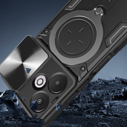 For Xiaomi Redmi 13C 5G Global CD Texture Sliding Camshield Magnetic Holder Phone Case(Silver) by buy2fix