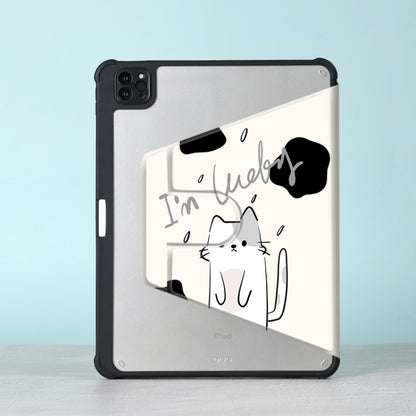 For iPad Air 11 2025 / 2024 3-Fold 360 Rotation Painted Leather Smart Tablet Case(Lucky Cat) - iPad Pro 11 (2022/2021) Cases by buy2fix | Online Shopping UK | buy2fix