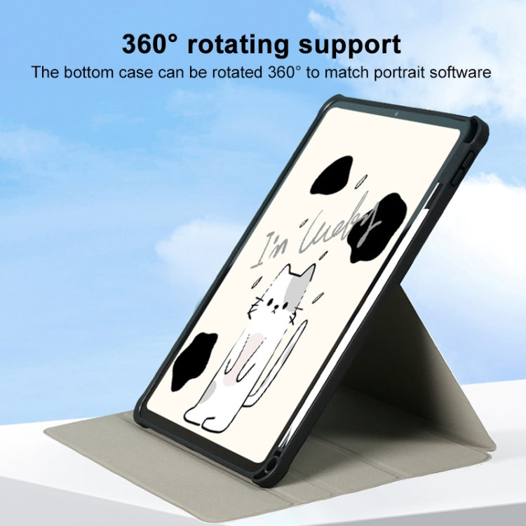 For iPad Air 11 2025 / 2024 3-Fold 360 Rotation Painted Leather Smart Tablet Case(Lucky Cat) - iPad Pro 11 (2022/2021) Cases by buy2fix | Online Shopping UK | buy2fix