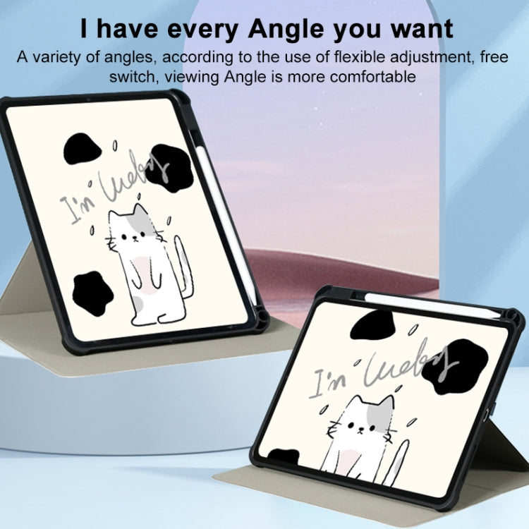 For iPad Air 11 2025 / 2024 3-Fold 360 Rotation Painted Leather Smart Tablet Case(Lucky Cat) - iPad Pro 11 (2022/2021) Cases by buy2fix | Online Shopping UK | buy2fix