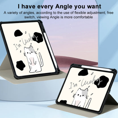For iPad Air 11 2025 / 2024 3-Fold 360 Rotation Painted Leather Smart Tablet Case(Lucky Cat) - iPad Pro 11 (2022/2021) Cases by buy2fix | Online Shopping UK | buy2fix