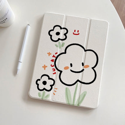 For iPad Air 11 2025 / 2024 3-Fold 360 Rotation Painted Leather Smart Tablet Case(Smile Flower) - iPad Pro 11 (2022/2021) Cases by buy2fix | Online Shopping UK | buy2fix