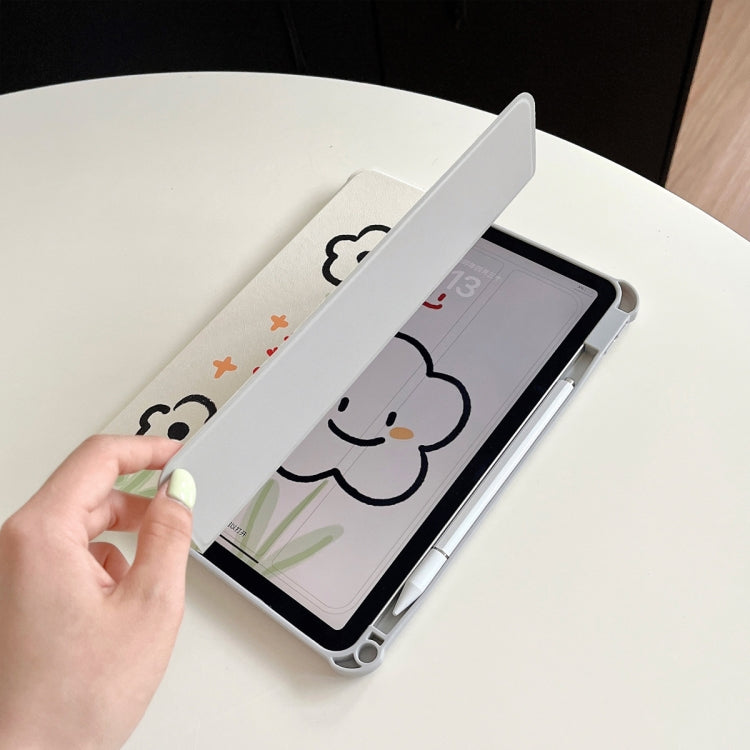 For iPad Air 11 2025 / 2024 3-Fold 360 Rotation Painted Leather Smart Tablet Case(Smile Flower) - iPad Pro 11 (2022/2021) Cases by buy2fix | Online Shopping UK | buy2fix