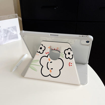 For iPad Air 11 2025 / 2024 3-Fold 360 Rotation Painted Leather Smart Tablet Case(Smile Flower) - iPad Pro 11 (2022/2021) Cases by buy2fix | Online Shopping UK | buy2fix