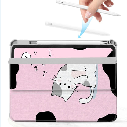 For iPad 10.2 2021 / 2020 / 10.5 720 Rotation Magnetic Painted Leather Smart Tablet Case(Pink Cat) - iPad 10.2 Cases by buy2fix | Online Shopping UK | buy2fix