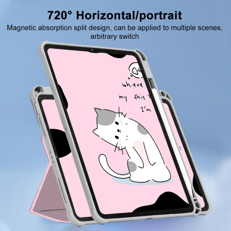 For iPad 10.2 2021 / 2020 / 10.5 720 Rotation Magnetic Painted Leather Smart Tablet Case(Pink Cat) - iPad 10.2 Cases by buy2fix | Online Shopping UK | buy2fix