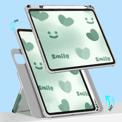 For iPad 10.2 2021 / 2020 / 10.5 720 Rotation Magnetic Painted Leather Smart Tablet Case(Green Heart) - iPad 10.2 Cases by buy2fix | Online Shopping UK | buy2fix