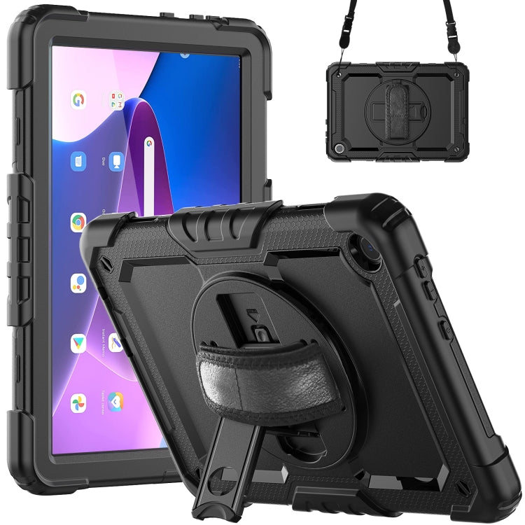 For Lenovo Tab M10 10.1 Gen 3rd Silicone Hybrid PC Tablet Case with Shoulder Strap(Black) - Lenovo by buy2fix | Online Shopping UK | buy2fix