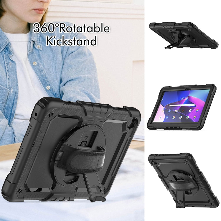 For Lenovo Tab M10 10.1 Gen 3rd Silicone Hybrid PC Tablet Case with Shoulder Strap(Black) - Lenovo by buy2fix | Online Shopping UK | buy2fix