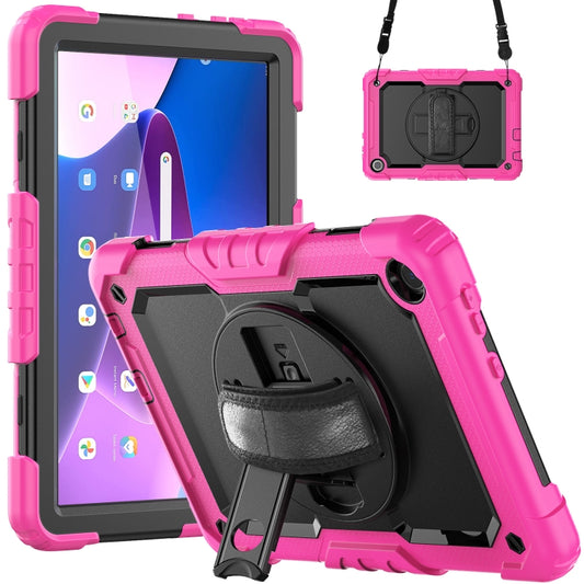 For Lenovo Tab M10 10.1 Gen 3rd Silicone Hybrid PC Tablet Case with Shoulder Strap(Rose Red) - Lenovo by buy2fix | Online Shopping UK | buy2fix