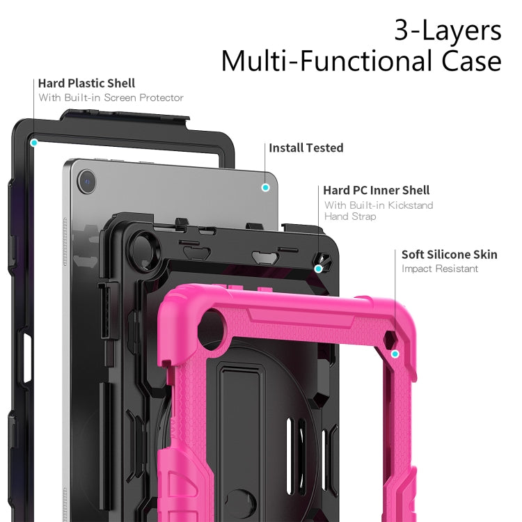For Lenovo Tab M10 10.1 Gen 3rd Silicone Hybrid PC Tablet Case with Shoulder Strap(Rose Red) - Lenovo by buy2fix | Online Shopping UK | buy2fix