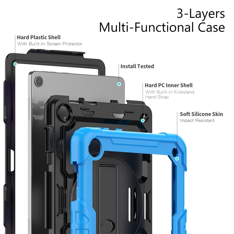 For Lenovo Tab M10 10.1 Gen 3rd Silicone Hybrid PC Tablet Case with Shoulder Strap(Light Blue) - Lenovo by buy2fix | Online Shopping UK | buy2fix